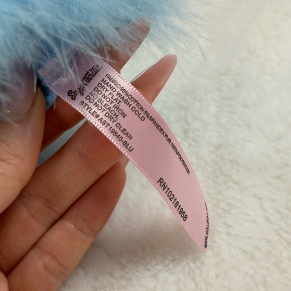 Sugar Thrillz Sky Blue Feather Bra Crop Top - Picture 5 of 7